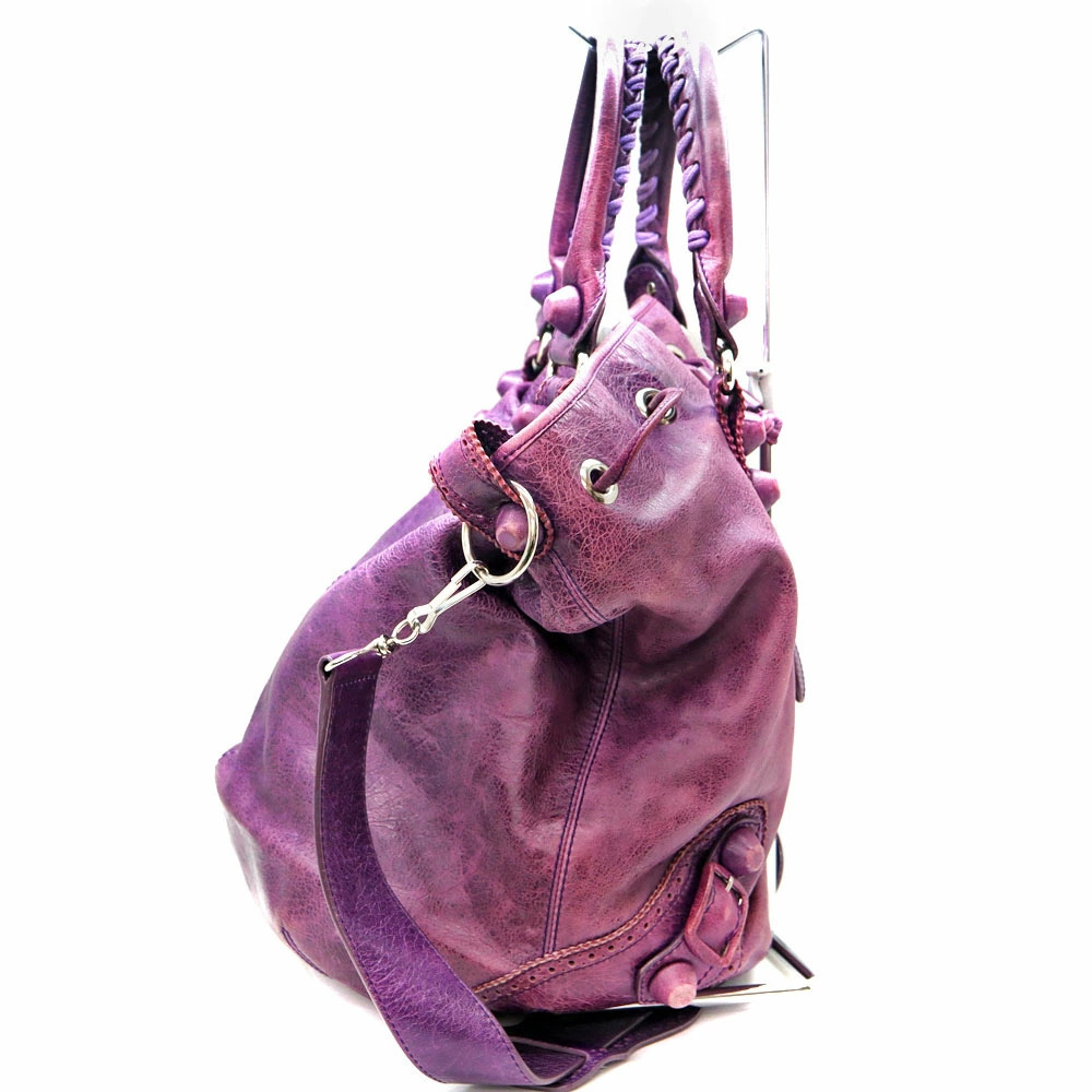 Balenciaga Giant Pom Bag Tote Shoulder Leather Purple - Picture 4 of 6
